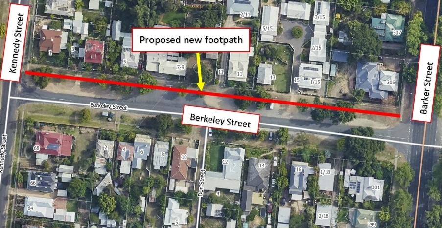 New Berkeley Street footpath location