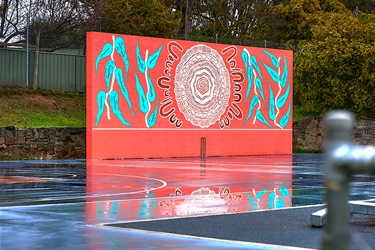 Wall mural, 2024, Daikota Nelson, Norwood Hill Recreation Reserve