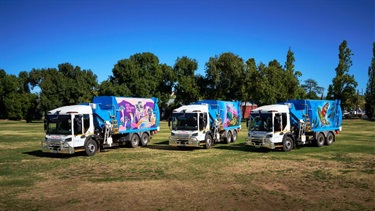 Eco truck art, 2025, Kirsten Moegerlein, Joe Pratt, Thea Sydes